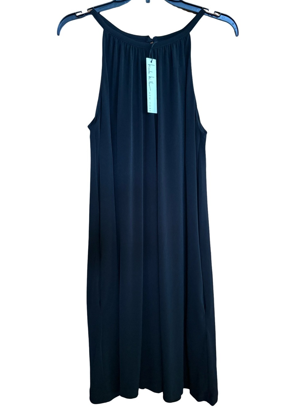 Nicole Miller New York NWT black halter neck at knee dress sleeveless Size Large